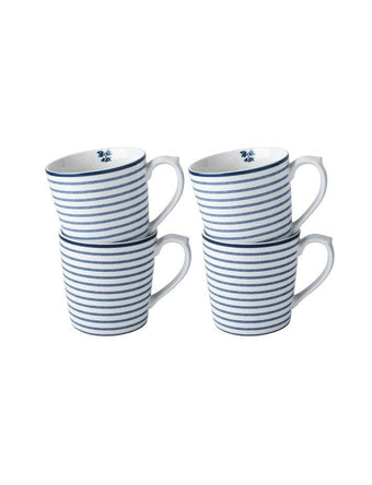 Blueprint Candy Stripe Set of 4 Mugs (17oz) - Laura Ashley