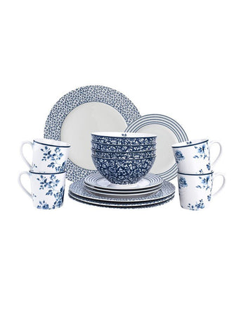 Blueprint Collection 16pc Dinnerware Set (8" Salad Plate) - Laura Ashley
