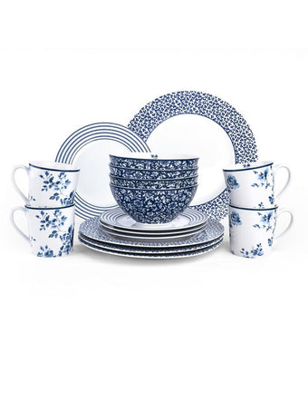 Blueprint Collection 16pc Dinnerware Set (8" Salad Plate) - Laura Ashley