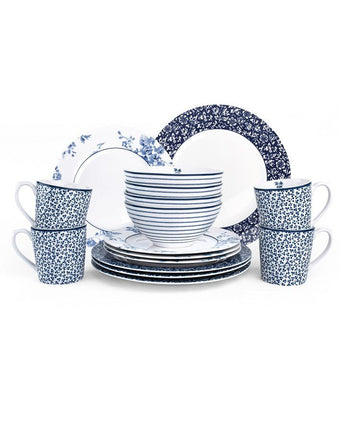 Blueprint Collection 16pc Dinnerware Set (9" Accent Plate) - Laura Ashley