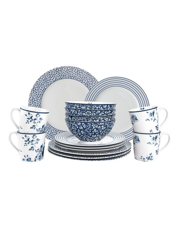 Blueprint Collection 16pc Dinnerware Set (9" Accent Plate) - Laura Ashley