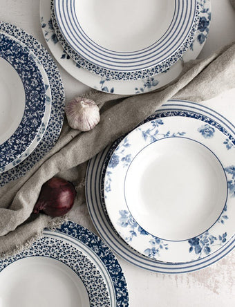 Blueprint Mixed Designs Set of 4 Luncheon Plates - Laura Ashley