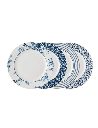 Blueprint Mixed Designs Set of 4 Luncheon Plates - Laura Ashley