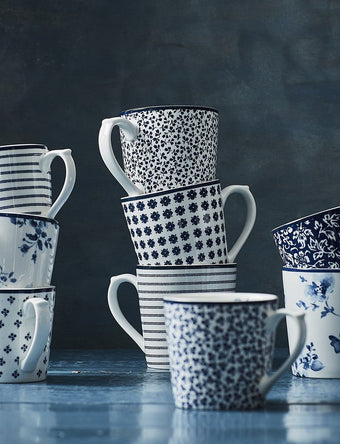 Blueprint Mixed Designs Set of 4 Mugs (17oz) - Laura Ashley