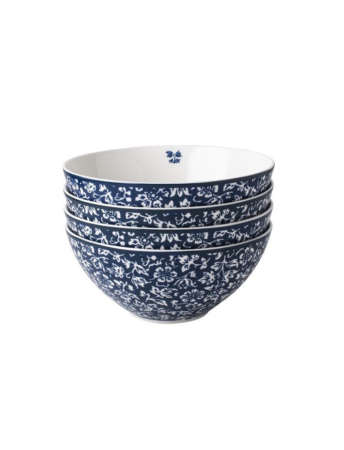 Heritage Blue Stripe Stoneware Mixing Bowls - Set of 4