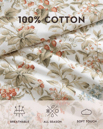 Bramble Floral Beige Cotton Reversible Comforter Set view of information about comforter