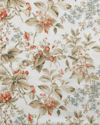 Bramble Floral Beige Cotton Reversible Comforter Set close up view of print on comforter