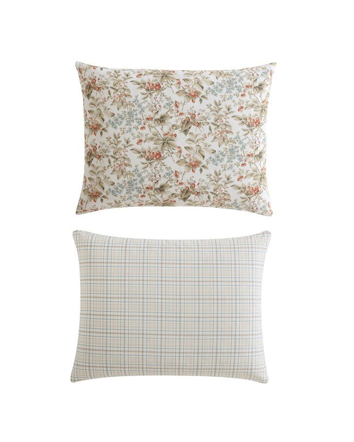 Bramble Floral Beige Cotton Reversible Comforter Set