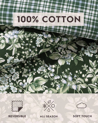 Bramble Floral Green Comforter Bonus Set - View of fabric information