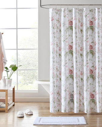 Breezy Floral Pink Shower Curtain - Laura Ashley