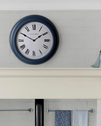 Brookvale Dusky Seaspray Blue Large Station Clock - View of clock on a wall