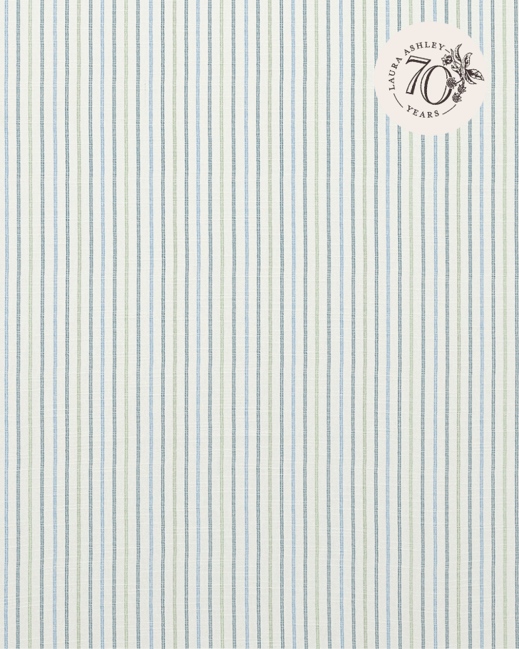 Candy Stripe Newport Blue view of 70th anniversary fabric pattern