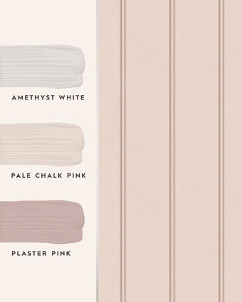 Chalford Wood Panelling Plaster Pink Wallpaper with featured coordinating paints