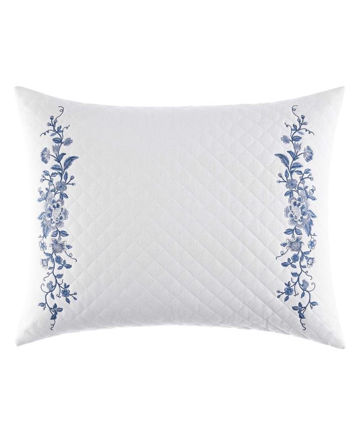 Laura Ashley Mila Chambray Blue Throw Pillow