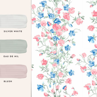 Charlotte Coral Pink Wallpaper Sample - View of coordinating paint colors