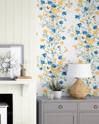 Charlotte Pale Gold Wallpaper - View of wallpaper on the wall