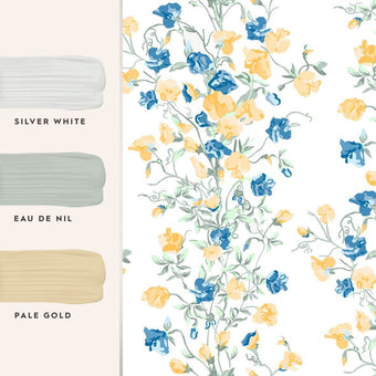 Charlotte Pale Gold Wallpaper Sample - View of coordinating paint colors