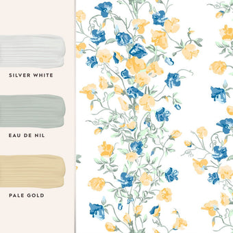 Charlotte Pale Gold Wallpaper Sample - View of coordinating paint colors