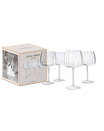 Clear Set of 4 Balloon Glass Set view of all 4 glasses and gift box