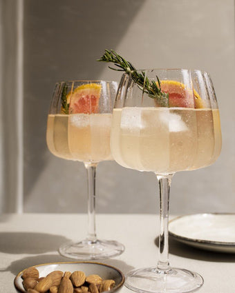 Clear Set of 4 Balloon Glass Set view of glasses on dining table