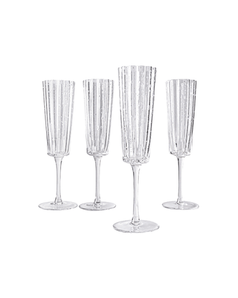 Clear Set of 4 Champagne Glass Set view of drinkware set