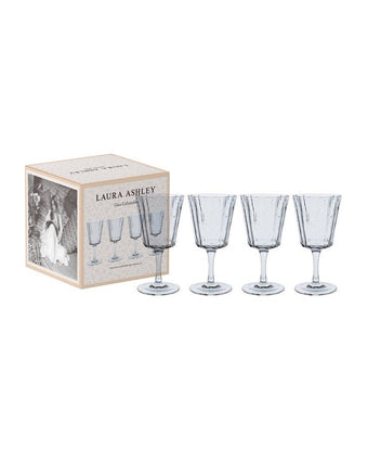 Clear Set of 4 White Wine Glass Set view of 4 glass set and gift box