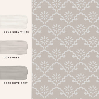 Coralie Dove Grey Wallpaper Sample - View of coordinating paint colors