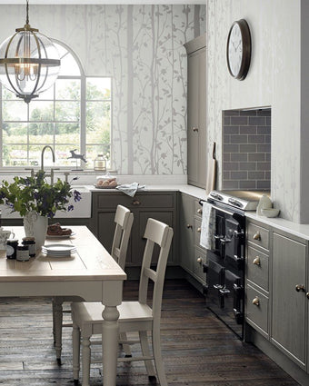 Cottonwood Pearlescent White Wallpaper - Laura Ashley