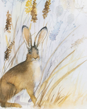 Country Hare Framed Print Wall Art - Close-up of print
