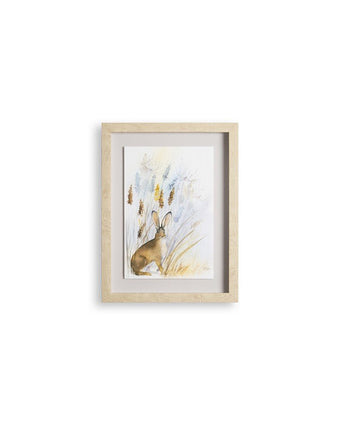 Country Hare Framed Print Wall Art Hanging on Wall - Full view