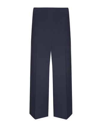 Cropped Navy Wide Leg Trousers