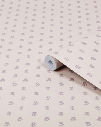 Daisy Lavender Purple Wallpaper - View of roll of wallpaper