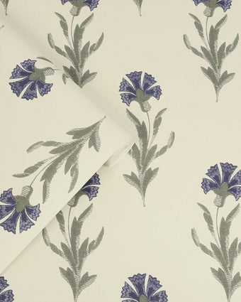 Dandelion Dusky Seaspray Blue Wallpaper view of wallpaper and roll of wallpaper
