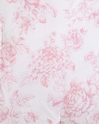 Delphine Pink Comforter Set - Close up view of floral print