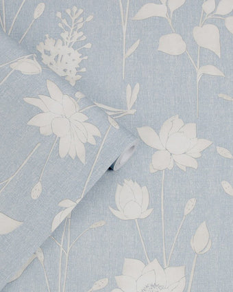 Dragonfly Garden Chalk Blue Wallpaper - Laura Ashley