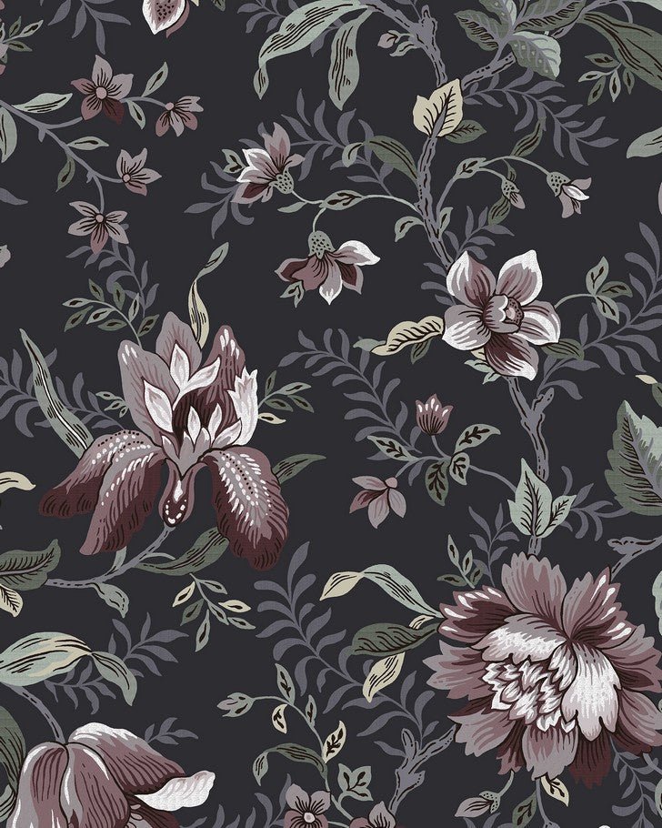 Edita’s Garden Charcoal Grey Wallpaper Sample