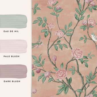Eglantine Blush Wallpaper Sample - View of coordinating paint colors