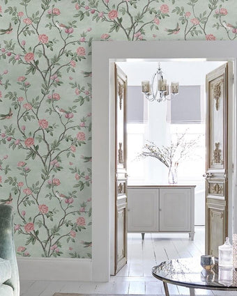 Eglantine Eau de Nil Wallpaper - Laura Ashley