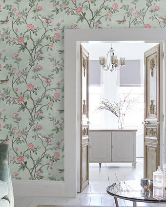 Eglantine Eau de Nil Wallpaper Sample - Laura Ashley