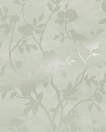 Eglantine Silhouette Eau de Nil Wallpaper - Laura Ashley