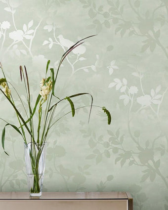 Eglantine Silhouette Eau de Nil Wallpaper Sample - Laura Ashley