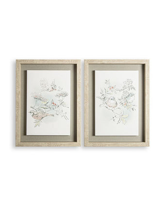 Elderwood Framed Floating Canvas Wall Art Set of 2 . Front view hanging on wall.