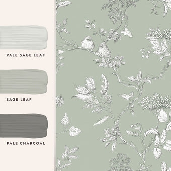 Elderwood Sage Wallpaper - View of coordinating paint colors