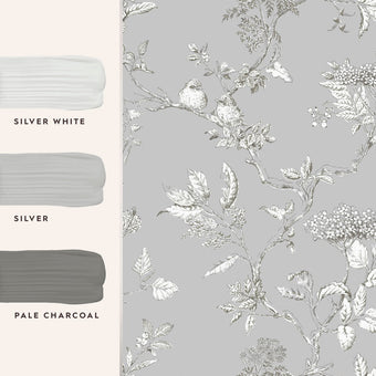 Elderwood Steel Wallpaper Sample - View of coordinating paint colors