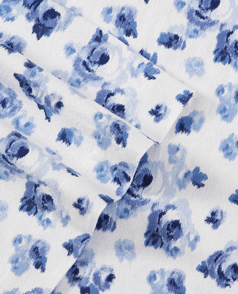 Emelisa Blue Cotton Flannel Sheet Set - Laura Ashley