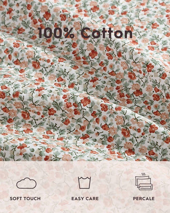 Emogene Orange Cotton Percale Sheet Set view of information about sheet