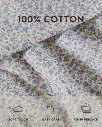 Emogene Purple Cotton Percale Standard Pillowcase Pair - Laura Ashley