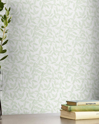 Erwood Pale Eau De Nil Wallpaper - View of wallpaper on the wall
