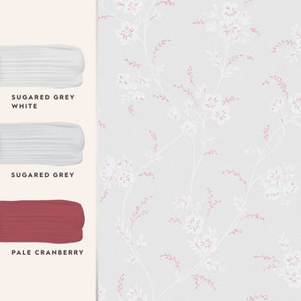 Eva Floral Sugared Grey Wallpaper - View of coordinating paint colors.