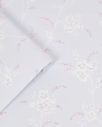 Eva Floral Sugared Grey Wallpaper - Close up view of wallpaper
